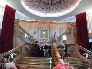 The “Staircase” at Titanic Belfast complete with a string quartet from the Ulster Orchestra – Where is “Jack”